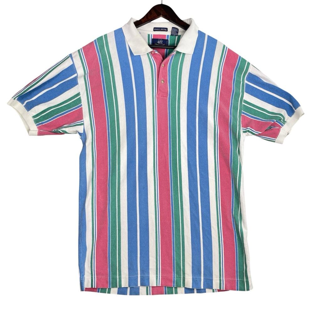 Vintage 90s 417 By Van Heusen Over Easy Striped Polo Men's XL Grunge Skatercore